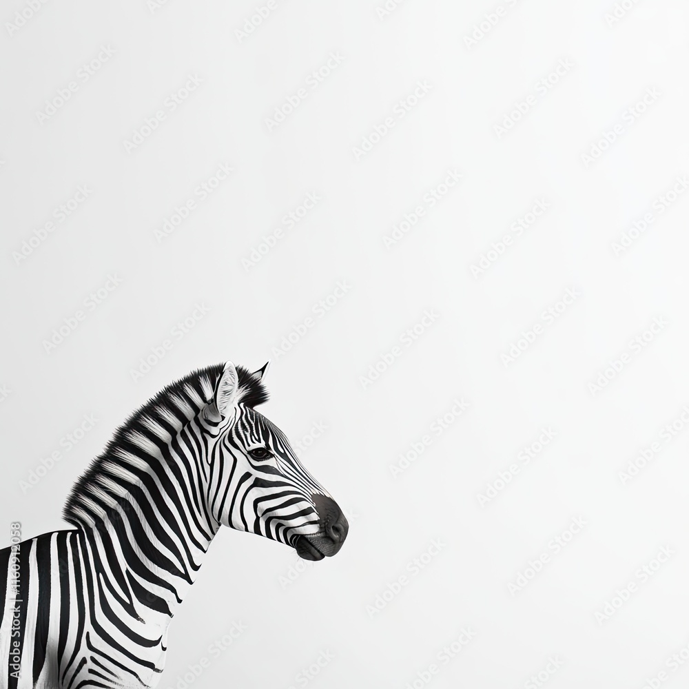 Majestic Zebra with Striking Black and White Stripes Standing Against Plain Background in Natural Habitat Captured in High Resolution Majestic Zebra with Striking Black and White Stripes Standing Against Plain Background in Natural Habitat Captured in High Resolution