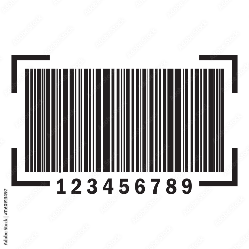 Scanning barcode icon. Barcode vector icon with numbers. Flat style bar code vector on white background. Scanning barcode icon. Barcode vector icon with numbers. Flat style bar code vector on white background.