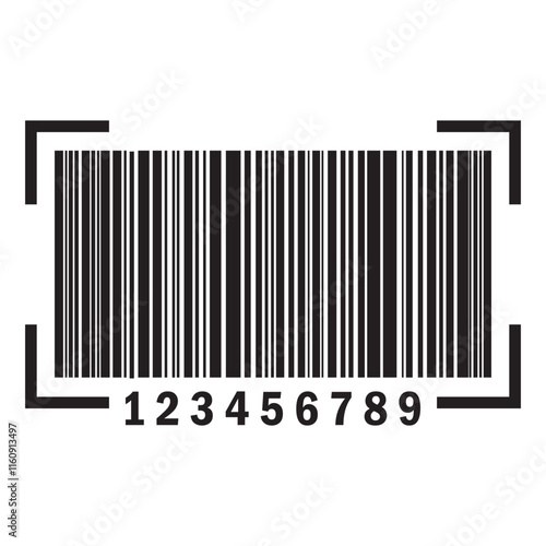 Scanning barcode icon. Barcode vector icon with numbers. Flat style bar code vector on white background.