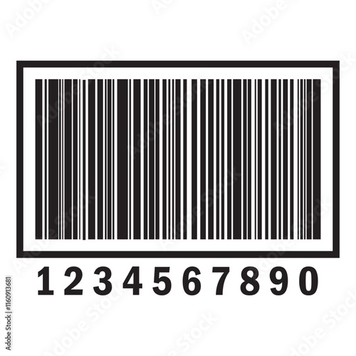 Scanning barcode icon. Barcode vector icon with numbers. Flat style bar code vector on white background.