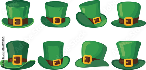 Collection of Green Leprechaun Hats in Various Styles