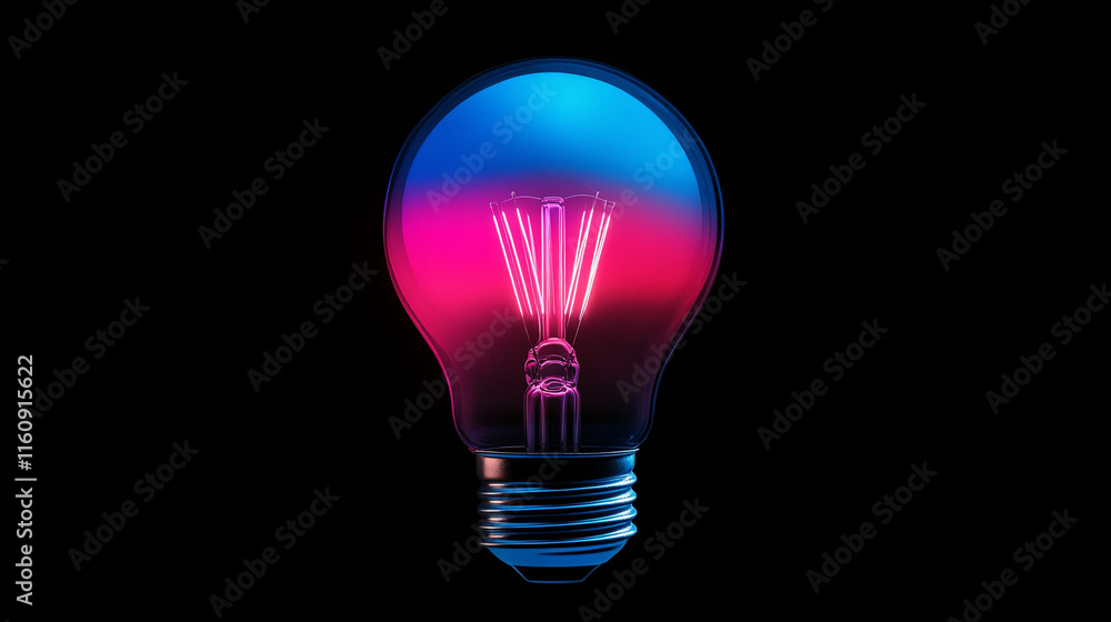 vibrant lightbulb with colorful gradients blending hues of blue and pink, creating striking visual effect vibrant lightbulb with colorful gradients blending hues of blue and pink, creating striking visual effect