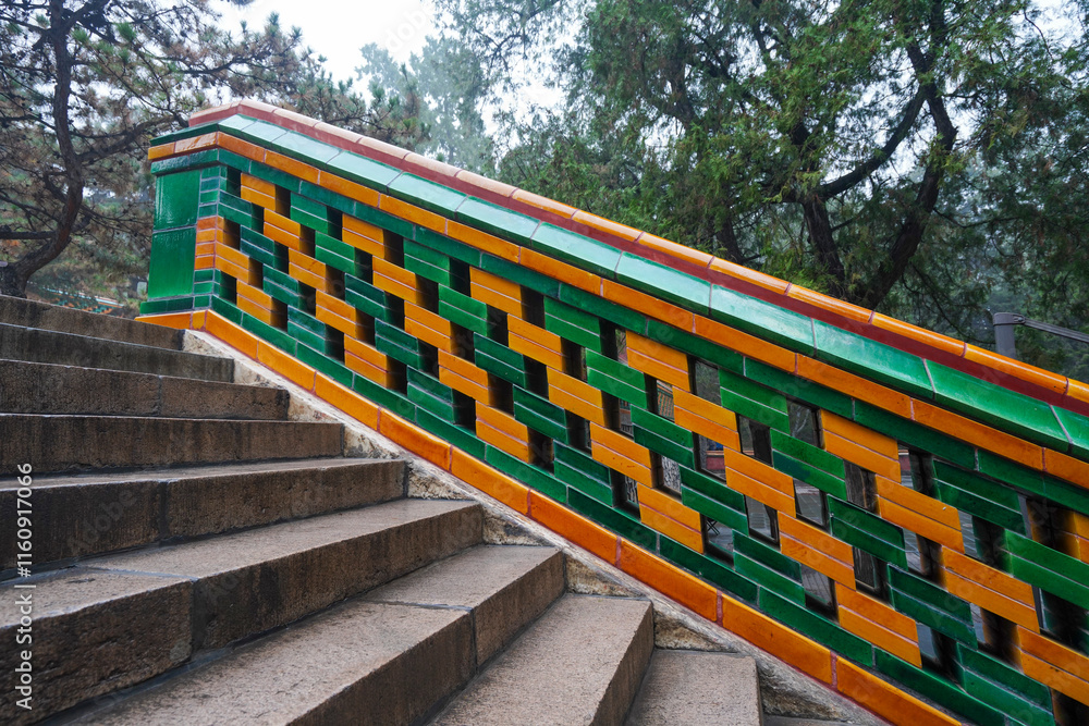 Chinese glazed roof tile steps of Songtang in Summer Palace, Beijing