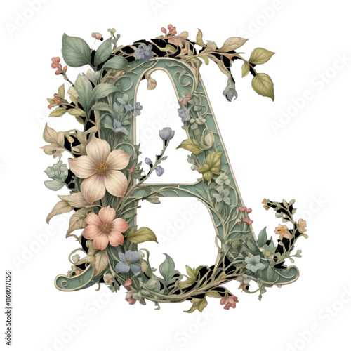 Floral version of Latin letter A