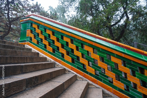 Obraz na płótnie Chinese glazed roof tile steps of Songtang in Summer Palace, Beijing w salonie
