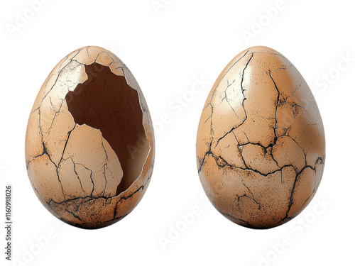 Cracked Eggshells on White Background Isolated on transparent background