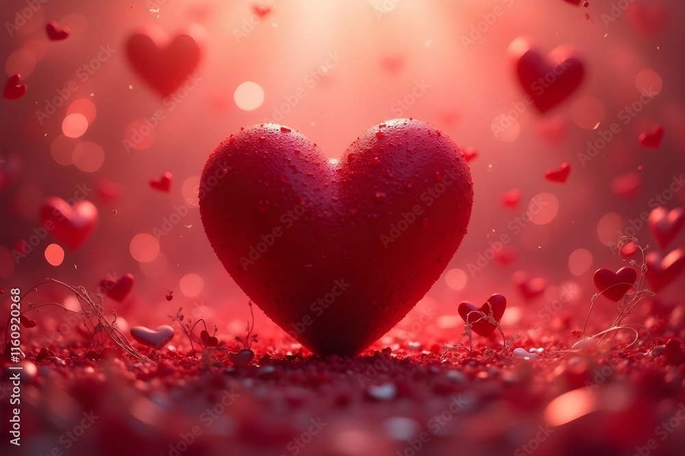 Valentine Greeting with Abstract Red Heart Design for Love. Valentine Greeting with Abstract Red Heart Design for Love.