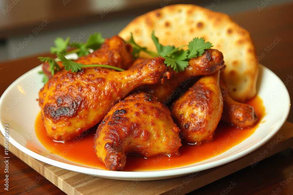 Indian Tandoori Chicken in Vibrant Style with Spicy Flavors Representing Traditional Cuisine Indian Tandoori Chicken in Vibrant Style with Spicy Flavors Representing Traditional Cuisine