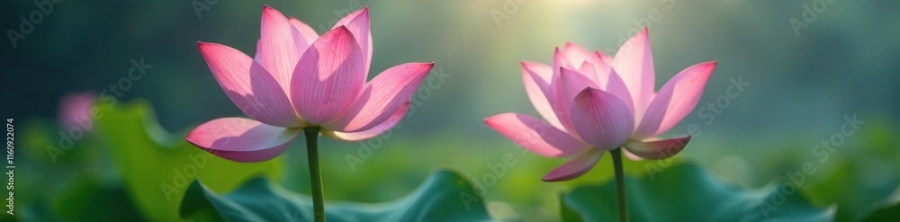 Pink lotus flower with soft light and foggy atmosphere, floral, mist, soft light Pink lotus flower with soft light and foggy atmosphere, floral, mist, soft light