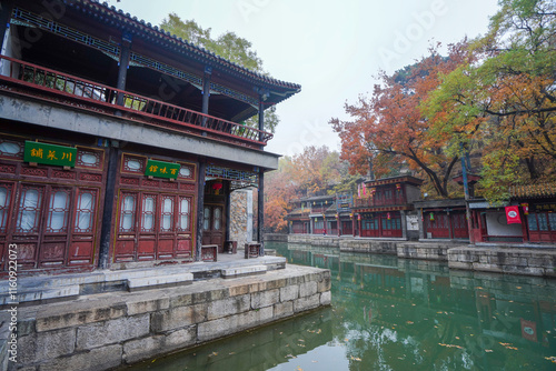 Scenery of Suzhou Street, Summer Palace, Beijing. photo