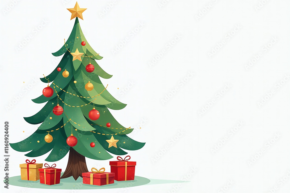 boho style cartoon christmas tree watercolor generative boho style cartoon christmas tree watercolor generative