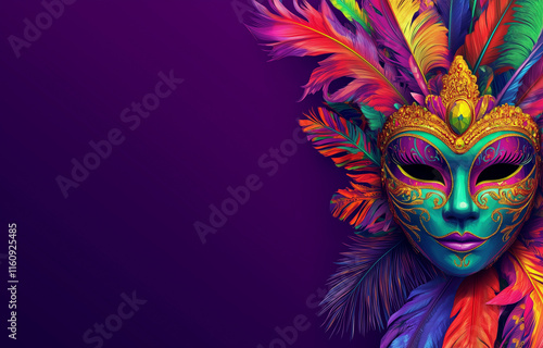 Wallpaper Mural A Mardi Gras or Carnival mask with colorful feathers and copy space. Torontodigital.ca