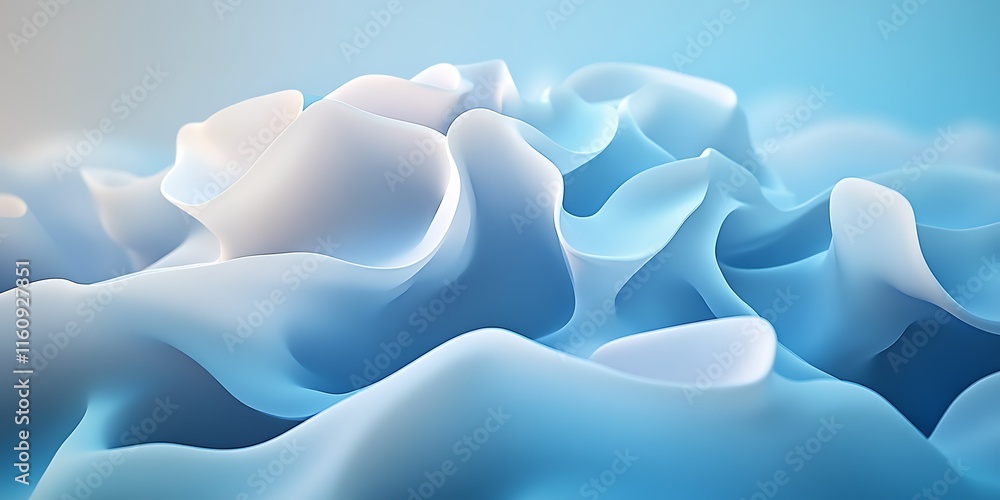 Obraz premium Abstract blue and white flowing 3D wave texture background.