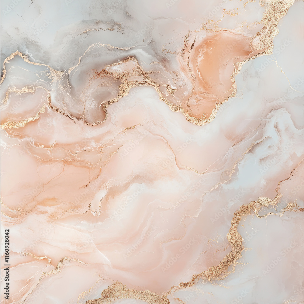 Obraz premium Serene pink and gold abstract marble design with soft swirls and textures