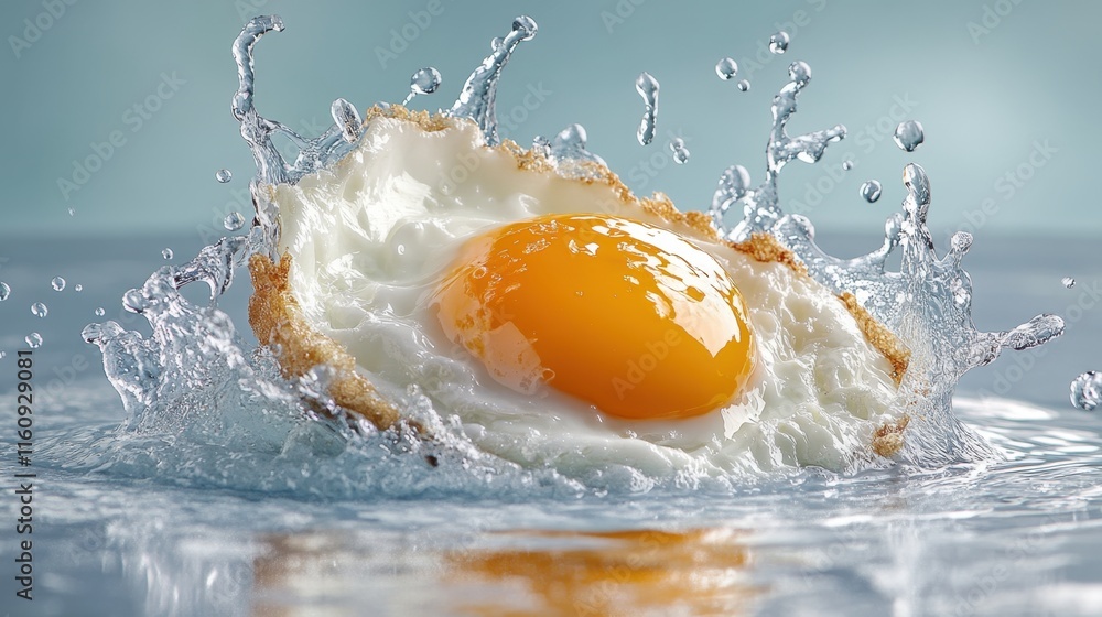 Splashing Egg in Water Creating Dynamic Food Photography Scene Splashing Egg in Water Creating Dynamic Food Photography Scene