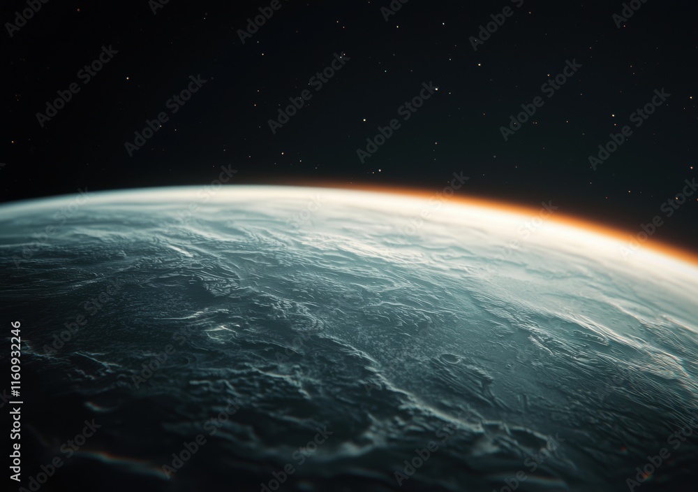 Fototapeta premium Stunning View of Earth from Space with Starry Background Night
