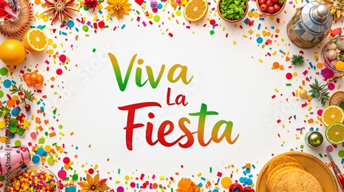 Vibrant fiesta celebration with colorful party decorations and festive elements