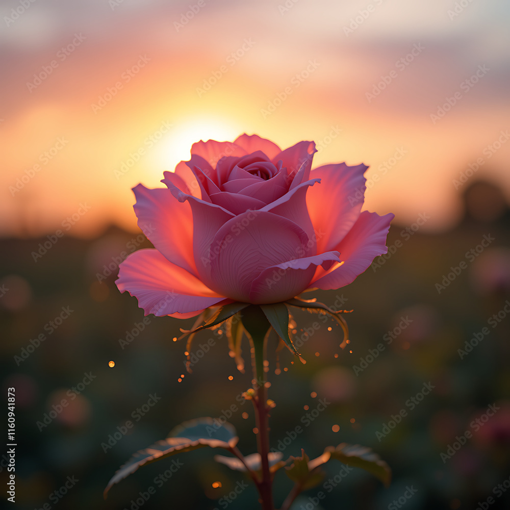 Pink rose blooming in a garden with soft petals and natural beauty Pink rose blooming in a garden with soft petals and natural beauty
