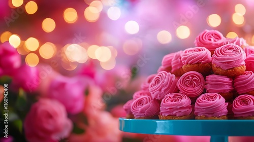 Brazilian roseinfused brigadeiros on a vibrant tray, lively Carnaval street parade with dancers photo