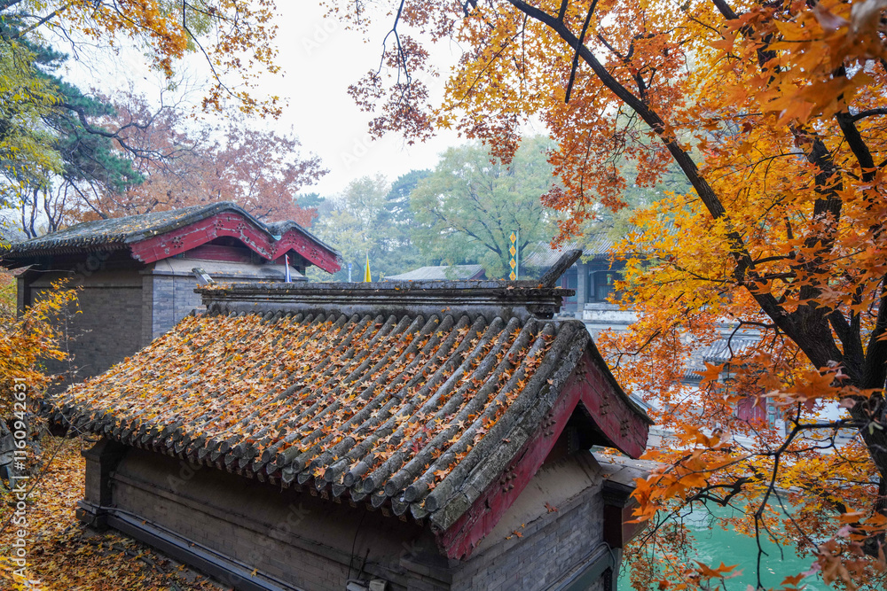 The ridge of ancient buildings in Suzhou Street, Summer Palace, Beijing