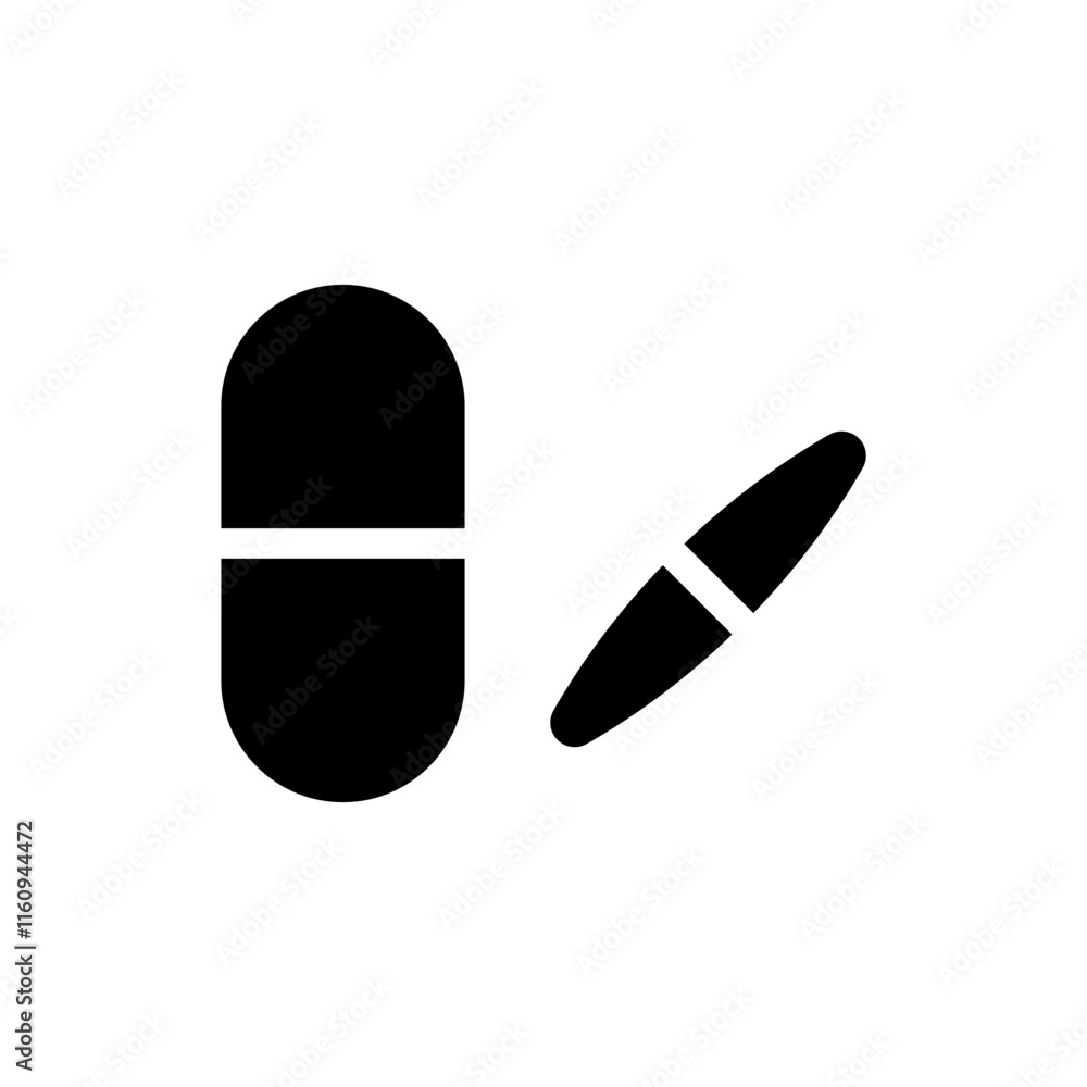 Pill and capsule icon. Concept of medicine, healthcare, and pharmacy. Pill and capsule icon. Concept of medicine, healthcare, and pharmacy.