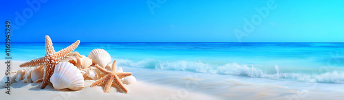 Beach sea summer holiday theme banner or header copy space background