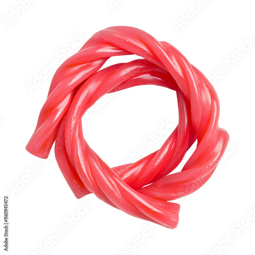 Sweet bright red Licorice Candy shaped like a twisted rope
