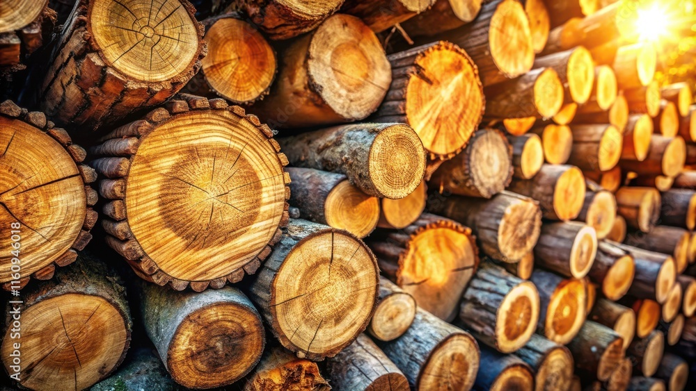 A stack of neatly organized logs, showcasing the intricate patterns of wood grain and the warmth of sunlight filtering through the rough-hewn surface. A stack of neatly organized logs, showcasing the intricate patterns of wood grain and the warmth of sunlight filtering through the rough-hewn surface.