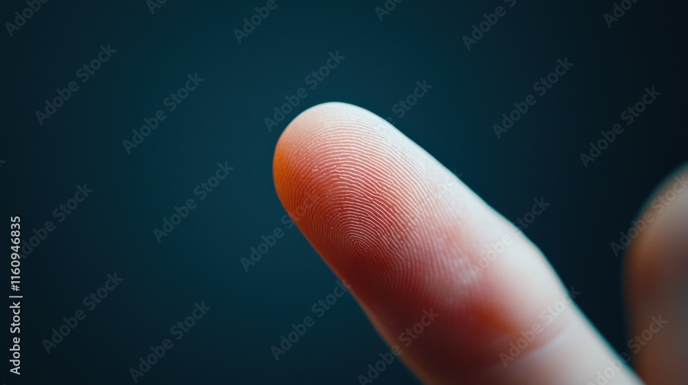 Close-Up of a Fingerprint on a Smooth Surface Against a Dark Background