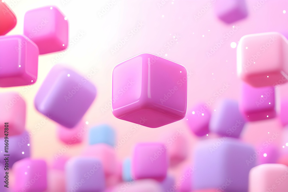 Abstract 3D Pink Cubes Background Abstract 3D Pink Cubes Background