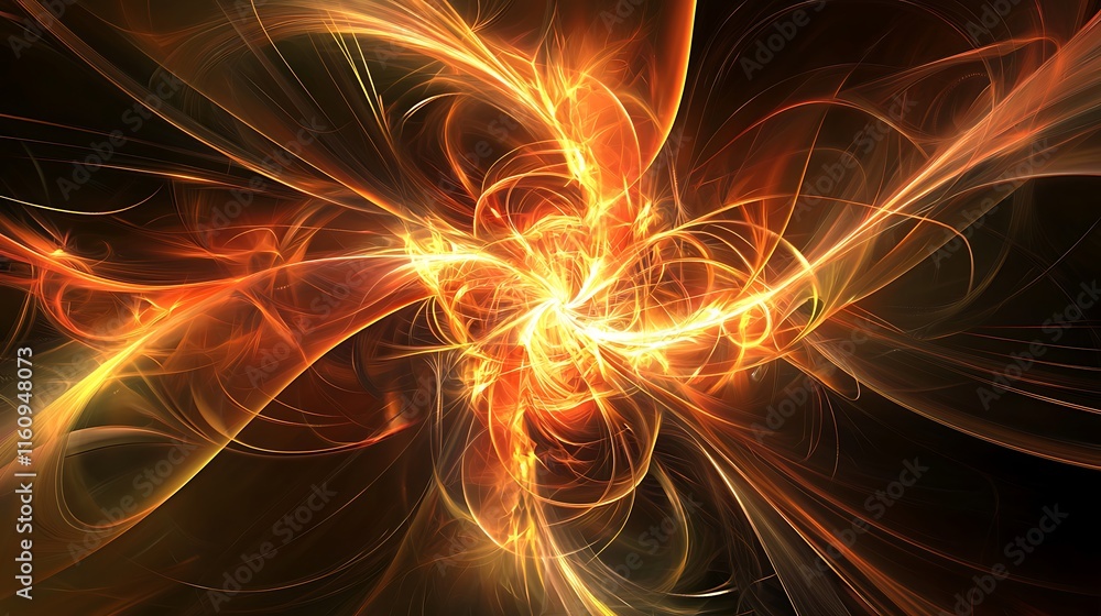 Fototapeta premium A colorful, swirling, and fiery image with a black background