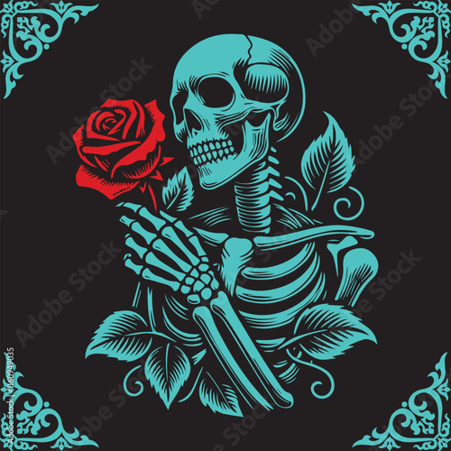 Skeleton Valentines Day  T shirt