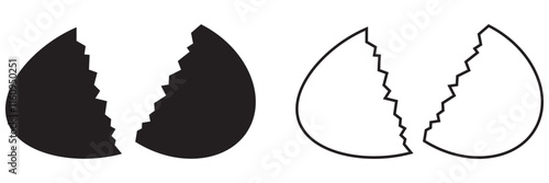 Cracked egg vector icon, Crack eggshell icon