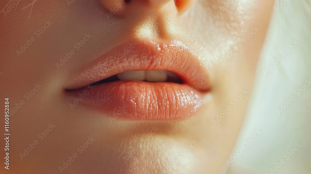 Fototapeta premium Close-up of a woman's face with shimmering makeup.