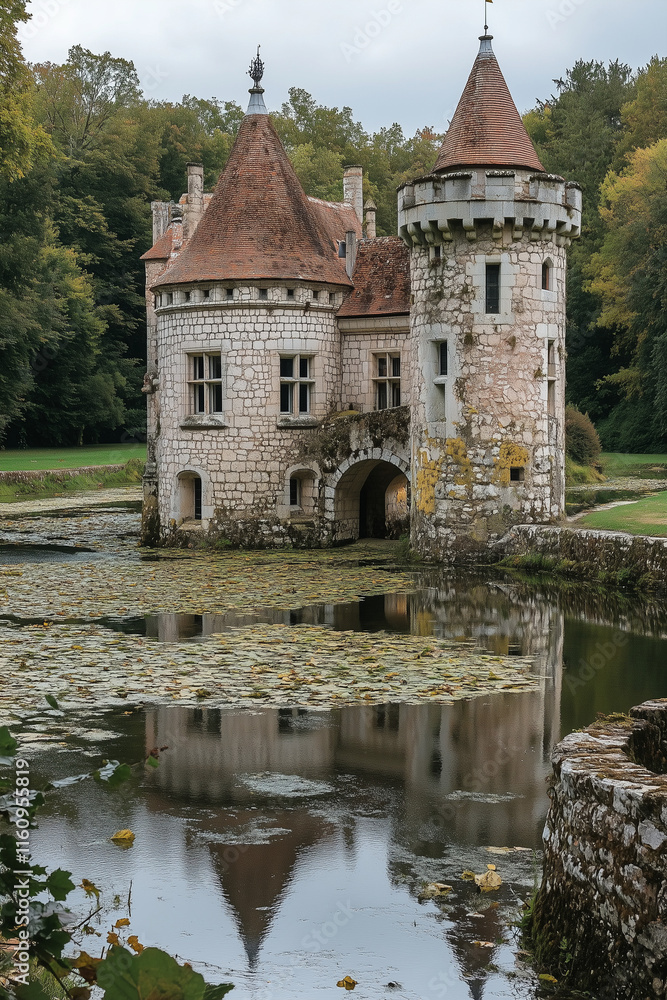 water castle with water lilies water castle with water lilies