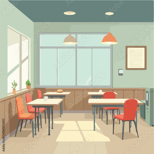 Students in canteen vector design, School Canteen Illustration vector design