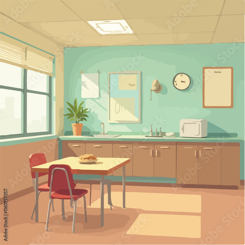 School Canteen Illustration vector design, Students in canteen vector design