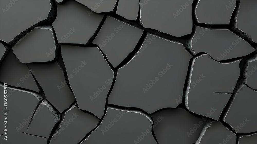 Dark Cracked Surface 3D Illustration Dark Cracked Surface 3D Illustration