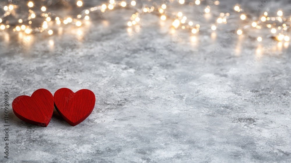 Celebrate love with red wooden hearts set against a beautiful bokeh lights backdrop, creating a perfect romantic atmosphere for Valentine's Day Celebrate love with red wooden hearts set against a beautiful bokeh lights backdrop, creating a perfect romantic atmosphere for Valentine's Day