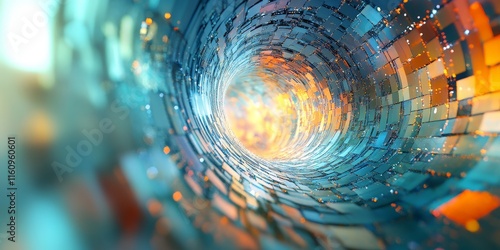 Wallpaper Mural Flowing binary code in green and yellow hues Torontodigital.ca