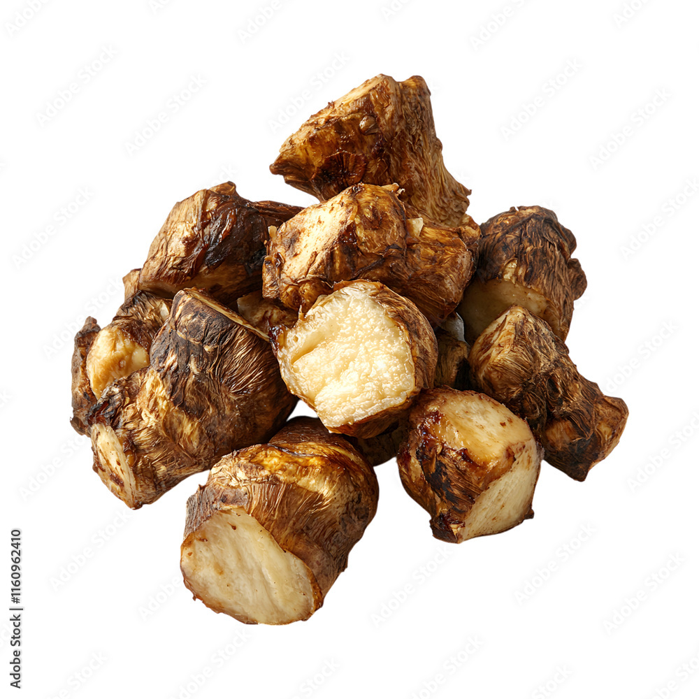 Tasty ried dumplings in a plate isolated on transparent background