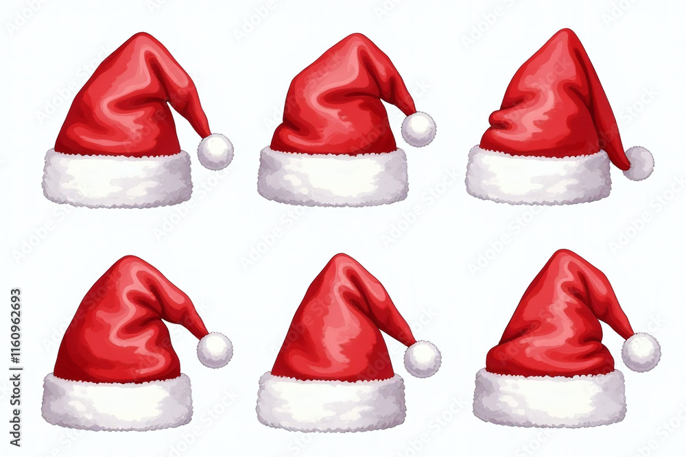santa claus hats watercolor set bright red santa claus hats watercolor set bright red