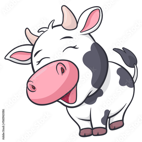 Cute cow animal illustration on isolated white background, cool for stickers, logos, t-shirts, coloring books, etc.