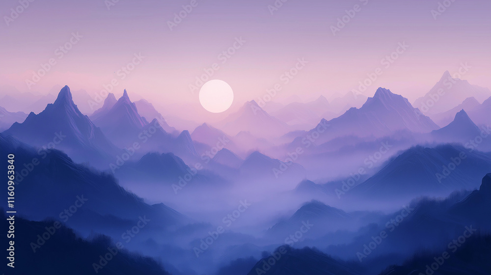 Fototapeta premium Mystische Berglandschaft im Dunst bei goldenem Morgenlicht