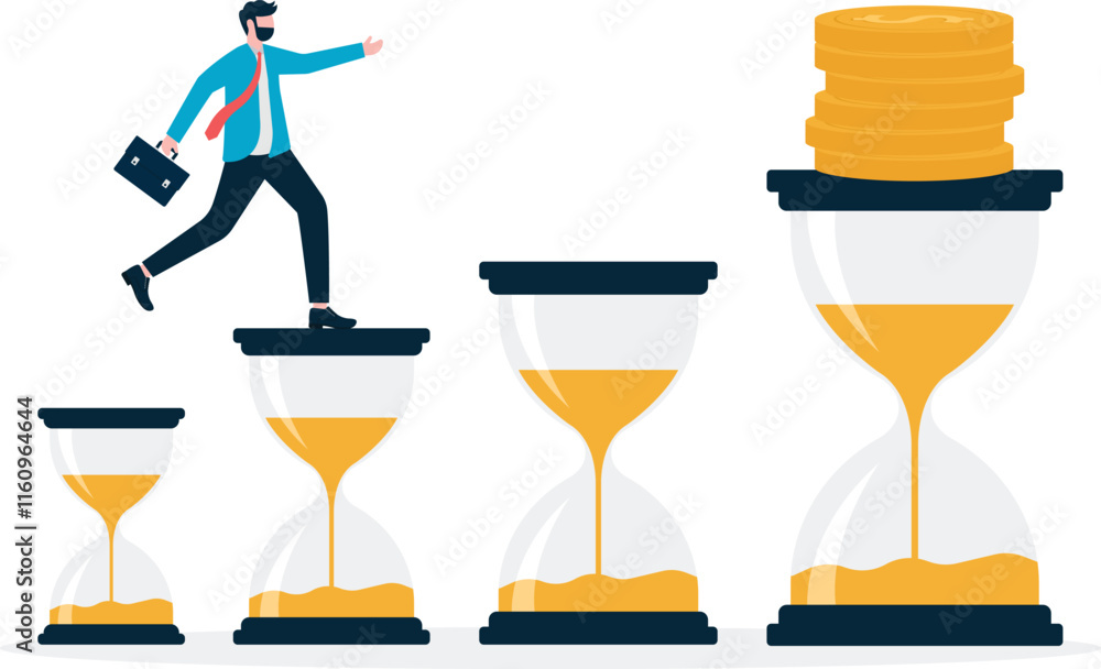 People climb the stairs of a sand clock , metaphors from time management.
People climb the stairs of a sand clock , metaphors from time management.
