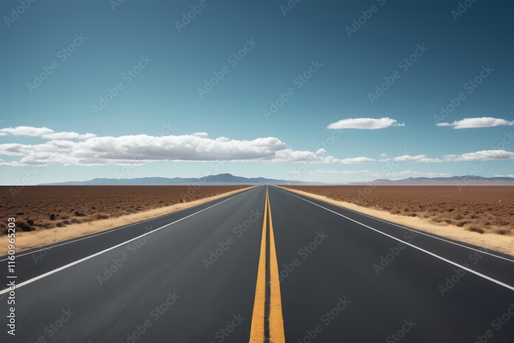 there is a long road with a yellow line going through the desert there is a long road with a yellow line going through the desert