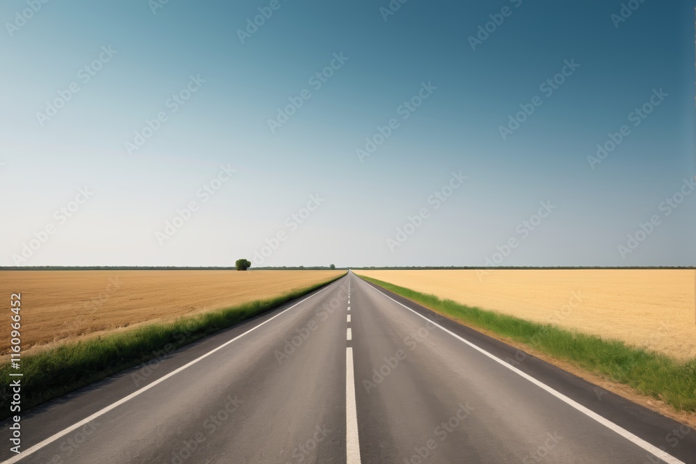 Naklejka premium arafed road with a single lane in the middle of a field