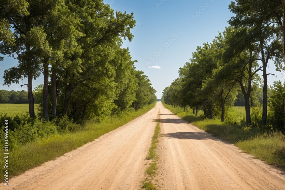 Fototapeta premium dirt road with trees and grass on both sides