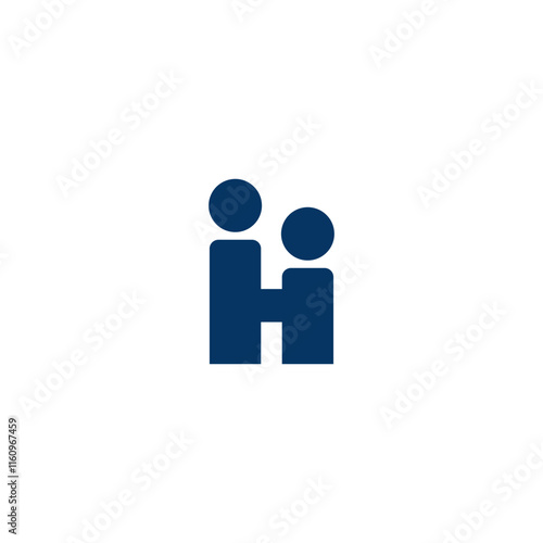 letter H people holding hands. help logo, together. strength. unity. partner. success. guiding. learning. logo company special