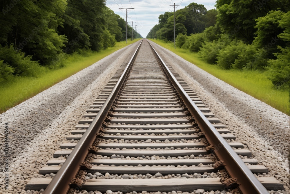 Fototapeta premium there is a train track that is going down the middle of the woods